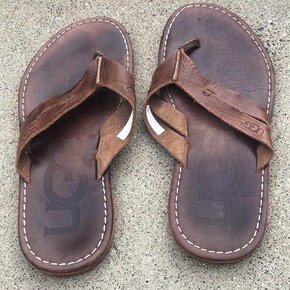?UGG Brown Leather Thong Sandal main image 4